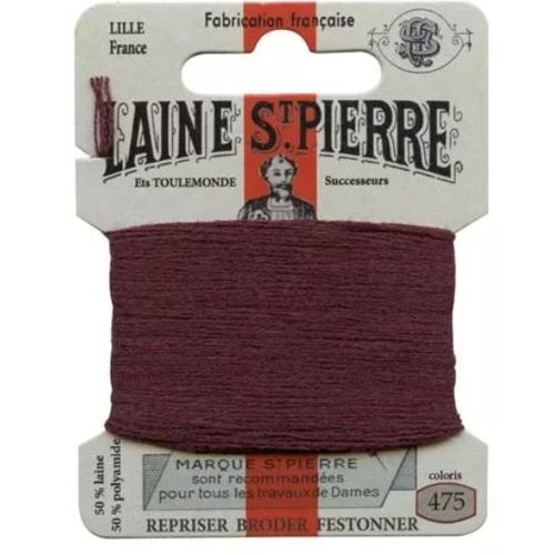 Laine saint pierre pour broder et repriser coloris 475 lie de vin