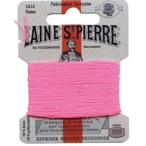 Laine saint pierre pour broder et repriser coloris 555 laurier rose