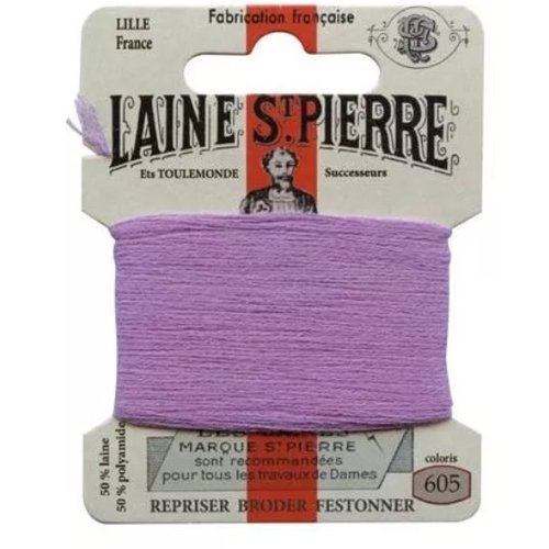 Laine saint pierre pour broder et repriser coloris 605 parme