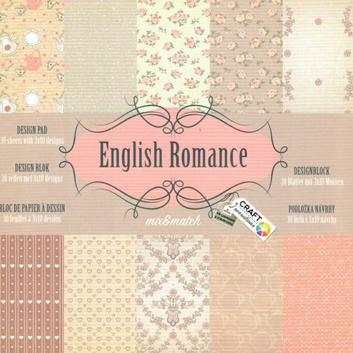 Bloc 30 feuilles papier 15x15 cm " english romance " scrapbooking