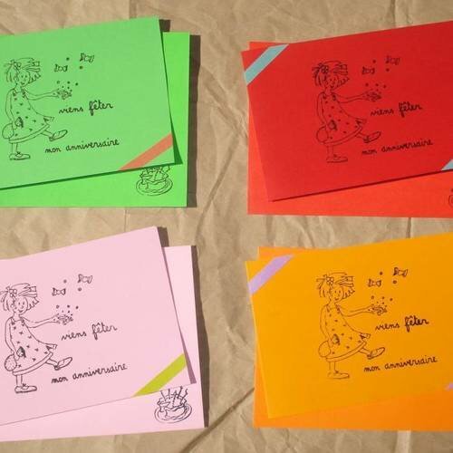 Lot De 4 Cartons Invitation Anniversaire Version Fille Petit Prix Un Grand Marche