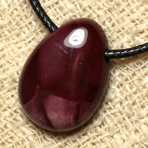 Collier pendentif en pierre - jaspe mokaite goutte 25mm