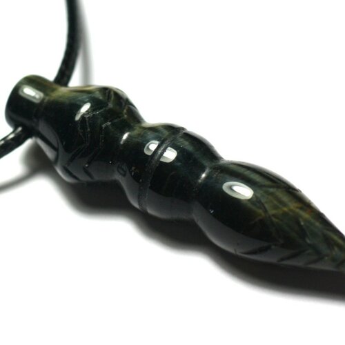 Collier pendentif pendule egyptien thot pierre 46mm - oeil de tigre et faucon