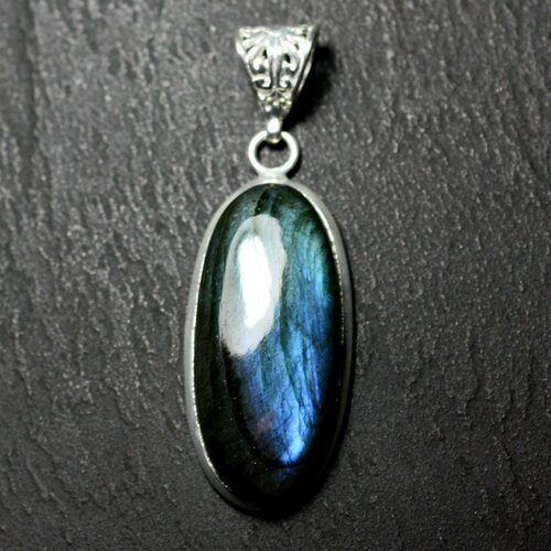 N57 - pendentif argent 925 et pierre - labradorite ovale 35x17mm