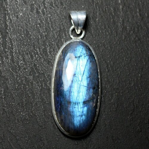 N56 - pendentif argent 925 et pierre - labradorite ovale 32x15mm