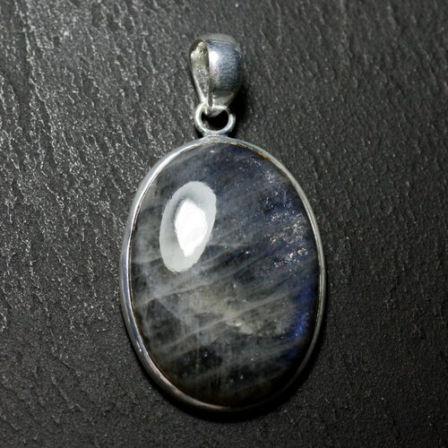 N51 - pendentif argent 925 et pierre - labradorite ovale 32x23mm