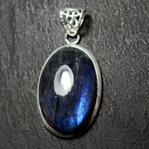 N50 - pendentif argent 925 et pierre - labradorite ovale 31x20mm