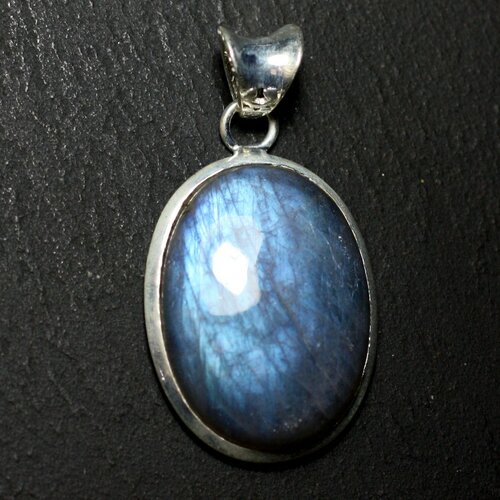 N41 - pendentif argent 925 et pierre - labradorite ovale 27x20mm