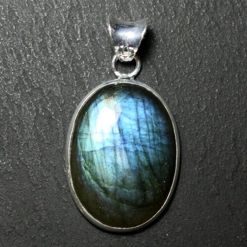 N40 - pendentif argent 925 et pierre - labradorite ovale 27x20mm