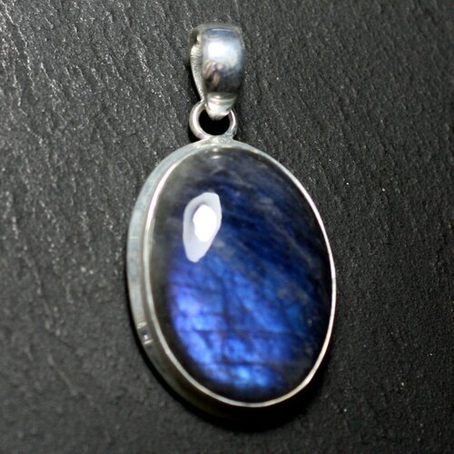 N38 - pendentif argent 925 et pierre - labradorite ovale 26x18mm