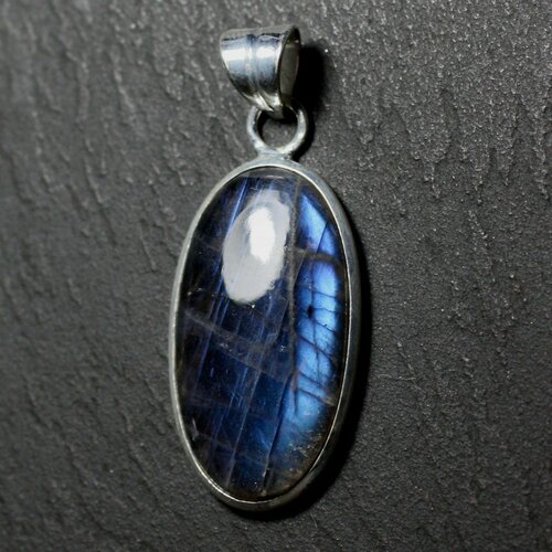 N35 - pendentif argent 925 et pierre - labradorite ovale 28x15mm