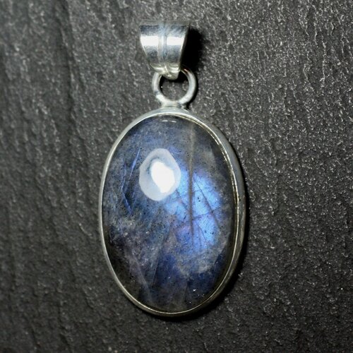 N32 - pendentif argent 925 et pierre - labradorite ovale 24x16mm
