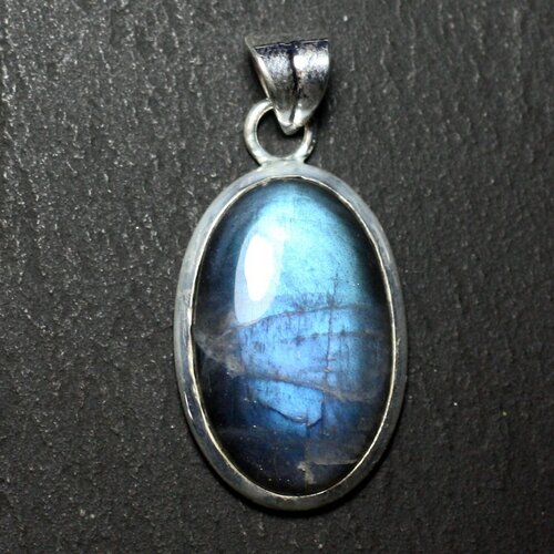 N30 - pendentif argent 925 et pierre - labradorite ovale 23x15mm