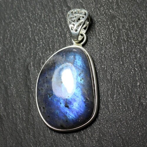 N18 - pendentif argent 925 et pierre - labradorite goutte 30x21mm