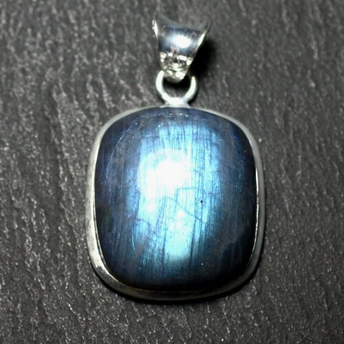 N13 - pendentif argent 925 et pierre - labradorite rectangle 25x22mm