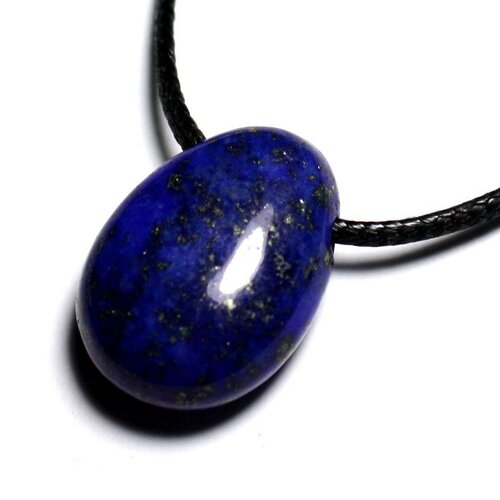 Collier pendentif pierre semi précieuse - lapis lazuli goutte 25mm