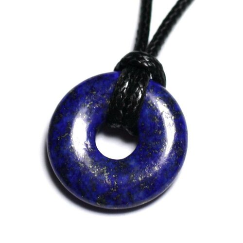 Collier pendentif en pierre - lapis lazuli donut pi 20mm