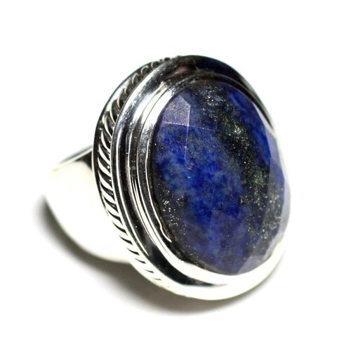 N117 - bague argent 925 et lapis lazuli ovale facetté 20x15mm
