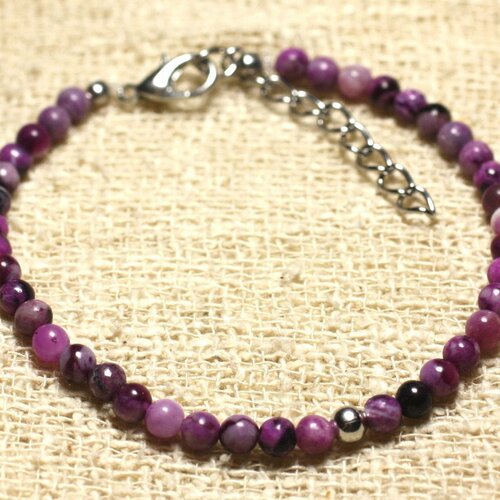 Bracelet argent 925 et pierre semi précieuse sugilite 4mm