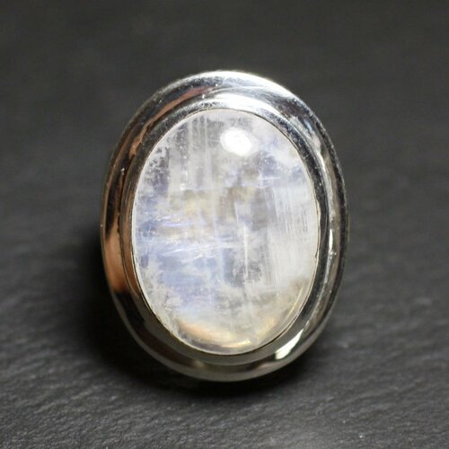N117 - bague argent 925 et pierre - pierre de lune ovale 20x15mm