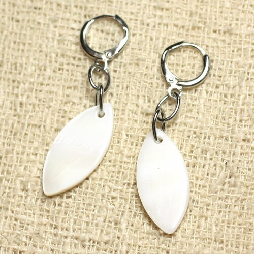 Boucles d'oreilles nacre marquises 26mm blanc