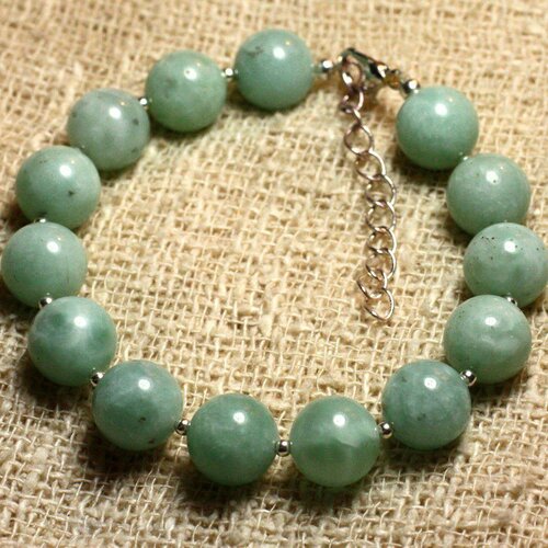 Bracelet argent 925 et pierre - quartz turquoise naturel 10mm