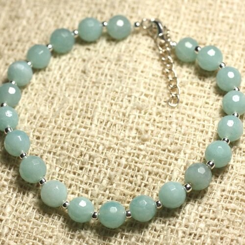 Bracelet argent 925 et pierre - amazonite facettée 6mm