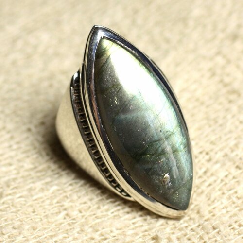 N348 - bague argent 925 labradorite marquise 34x14mm