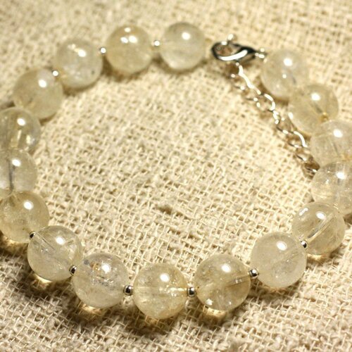 Bracelet argent 925 et pierre semi précieuse - citrine 10mm