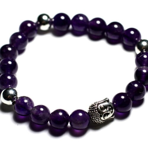Bracelet bouddha et pierre semi précieuse - améthyste