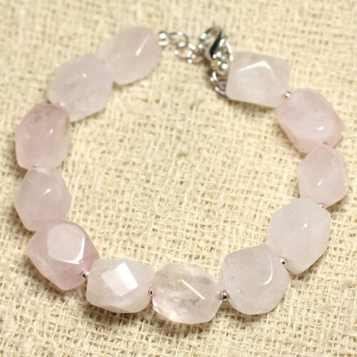 Bracelet argent 925 et pierre - quartz nuggets facettés 10-12mm