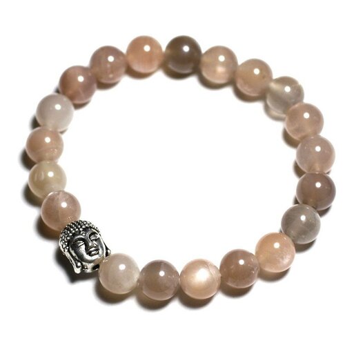 Bracelet bouddha et pierre semi précieuse - pierre de lune