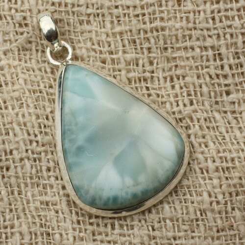N4 - pendentif argent 925 et larimar goutte 37x26mm