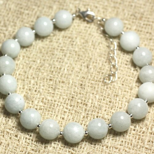 Bracelet argent 925 et pierre semi précieuse - aigue marine 8mm