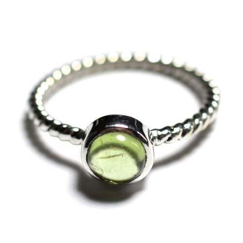 N231 - bague argent 925 et pierre - péridot 6mm anneau torsade