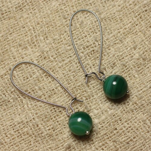 Boucles d'oreilles pierre semi précieuse agate verte 10mm