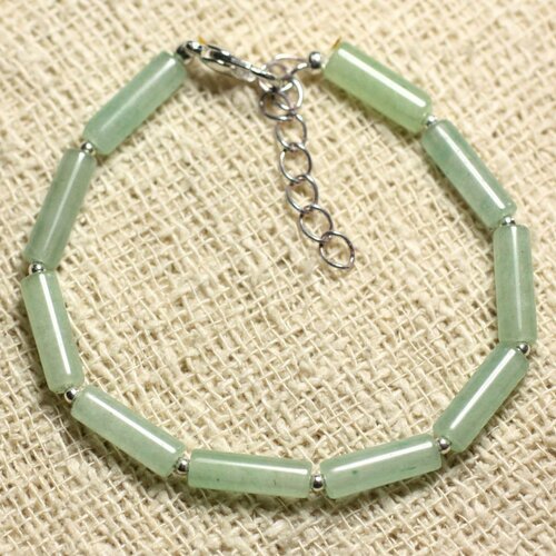 Bracelet argent 925 et pierre - aventurine verte tubes 13mm