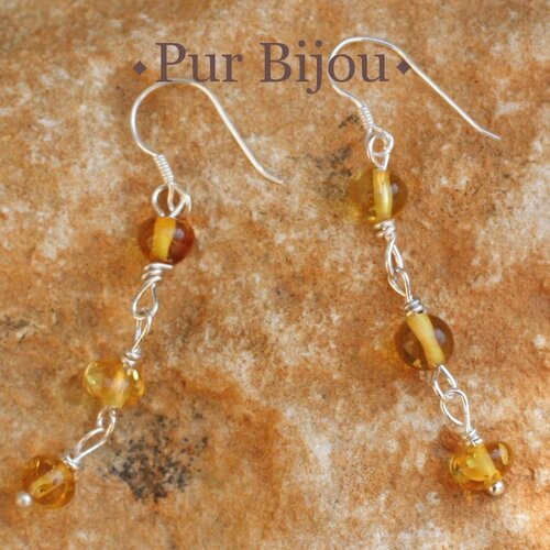 Boucles d'oreilles ambre naturelle baltique 43mm