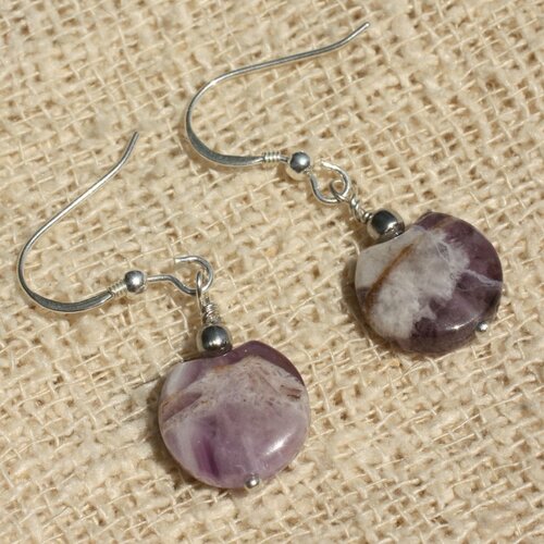 Boucles d'oreilles argent 925 - améthyste palets 12mm
