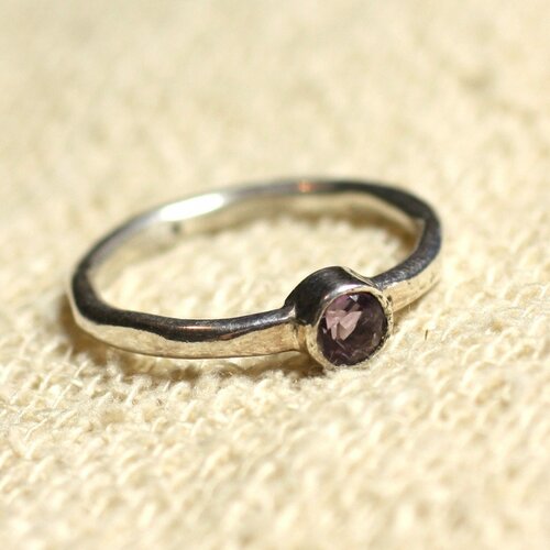 N225 - bague argent 925 et pierre semi précieuse - améthyste facettée 4mm