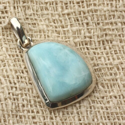 N2 - pendentif argent 925 et pierre - larimar 18x15mm