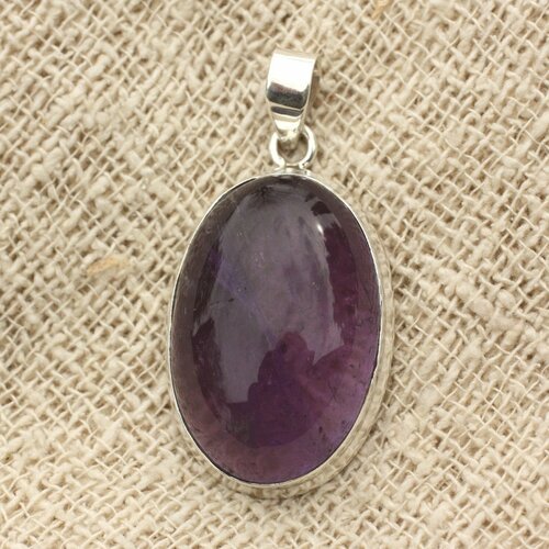 N2 - pendentif argent 925 et pierre - améthyste ovale 29x20mm