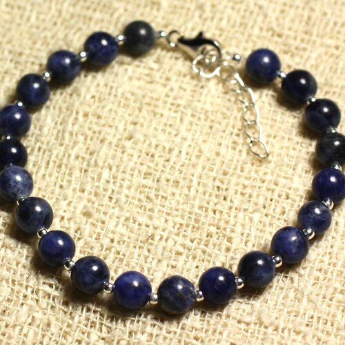 Bracelet argent 925 et pierre - sodalite 6mm