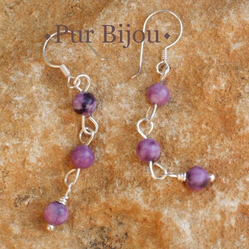 Boucles d'oreilles sugilite et argent 925