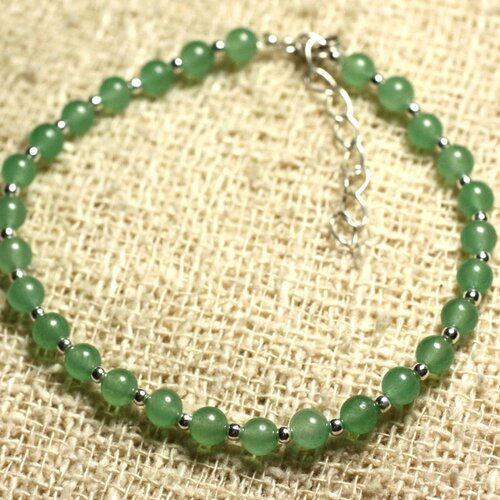 Bracelet argent 925 et pierre - jade verte 4mm