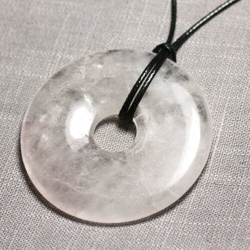 Collier pendentif en pierre - améthyste lavande donut pi 60mm