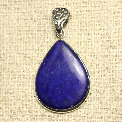 N37 - pendentif argent 925 et pierre - lapis lazuli goutte 31x24mm