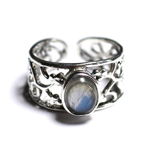 N224 - bague argent 925 et pierre - labradorite ovale 9x7mm