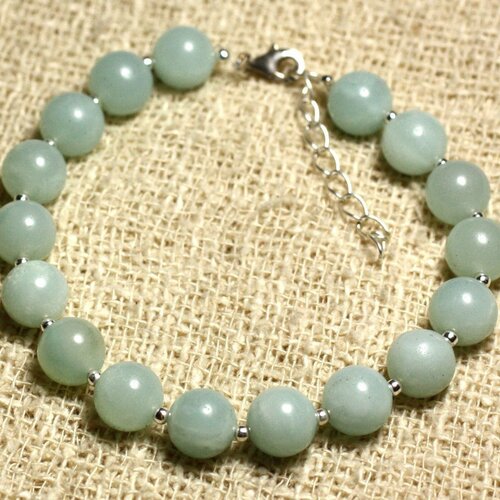 Bracelet argent 925 et pierre semi précieuse - amazonite 8mm