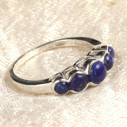 N122 - bague argent 925 et pierre - lapis lazuli ronds 2.5 - 4.5mm
